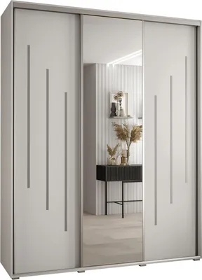 Produktbild von MEBLE KRYSPOL Davos 9 Schrank, drei Türen - 235,2x190x60 cm - Weiß Weiß Silber