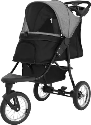 Produktbild von Haustier Buggy Grau bis 22kg, Kabine 69x36x56cm, pannensichere Räder, Einhand Faltsystem