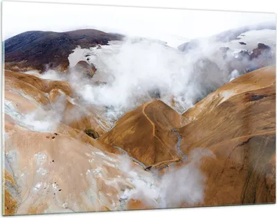 Produktbild von Bilder auf glas - Einteilig - Berge Wolken Landschaft - 120x80cm - Glasbilder - Wandbilder - Bilder - zum Aufhängen bereit - Wanddekoration aus Glas - Glas Bilder - Wandbild auf Glas - GAA120x80-4711