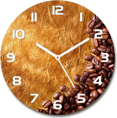 Produktbild von Wanduhr aus Glas 30fi Glasbild Glasuhr Gehärtetes Glas - weisse-zeiger - Coffee beans