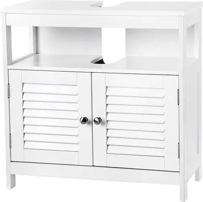 Produktbild von Badezimmer-Schrank - 2 Türen - Holz - Weiß