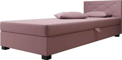 Obrázek produktu pro Pilloline skříňová postel OLET 80x195 kompletní sada s matrací Bonell, čalouněná postel se zásuvkami - růžová, SAWANA 61