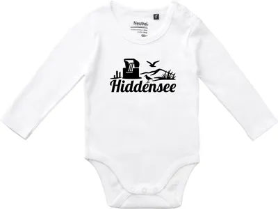 Produktbild von Huuraa Baby Body Hiddensee Strandmotiv 68 White  Baumwolle Fairtrade Langarmbody Geschenkidee