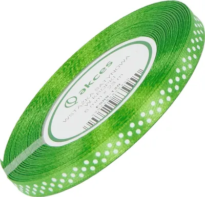Image de RUBAN DE SATIN à pois, 6 mm - vert 120 - 23 m - ruban décoratif