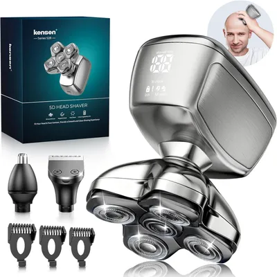 Obrázok produktu pre Holiaci strojček na hlavu 3-v-1, IPX6 vodotesný, 5D holiace hlavy, zastrihávač, pre mužov