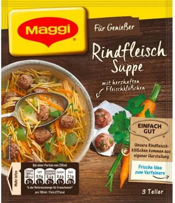 Produktbild von Maggi Für Genießer Rindfleisch Suppe mit Fleischklößchen 60g