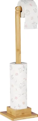 Produktbild von relaxdays Bambus Toilettenpapierhalter stehend