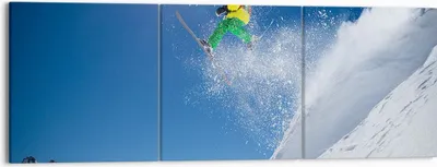 Produktbild von Bild auf Leinwand - Leinwandbild - Ski Winter Schnee Berg - 150x50cm - Wand Bild - Wanddeko - Leinwanddruck - Bilder - Kunstdruck - Wanddekoration - Leinwand bilder - Wandkunst - CA150x50-2856
