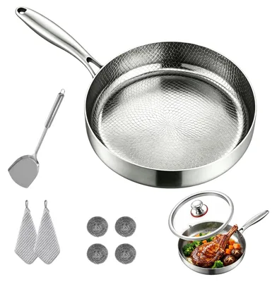 Titaniumpfanne 24 cm mit Deckel, uncoated, hammered pattern