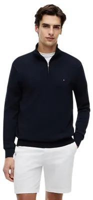 Produktbild von Tommy Hilfiger 8720637364574, Erwachsener, Männlich, Pullover, Navy, Blau, 1/4 Reißverschluss-Stehkragen, Langärmlig