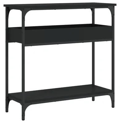Image de Table console noire avec étagère et pieds réglables