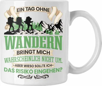 Produktbild von Trendation - Wandern Tasse Geschenk für Wanderer Berge Lustiger Spruch Geschenkidee (Weiß)