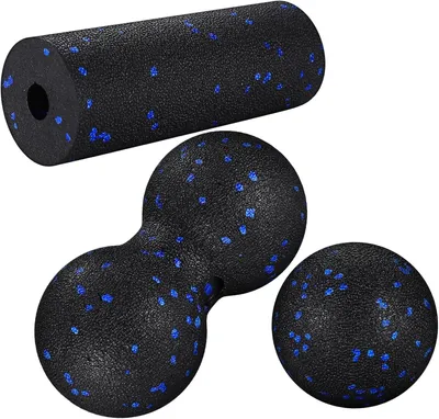 Immagine prodotto di Kit di 3 fasce muscolari, rullo massaggiante, piccola palla di massaggio, palla di massaggio a forma di nocciola, palla di massaggio per fascia, palla di massaggio per piedi, mani, schiena e colonna vertebrale, esercizi per la fascia