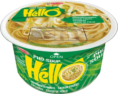 Produktbild von Instantreisnudeln Huhn glutenfrei 70g - HELLO PHO, asiatische Nudeln, 1 Packung