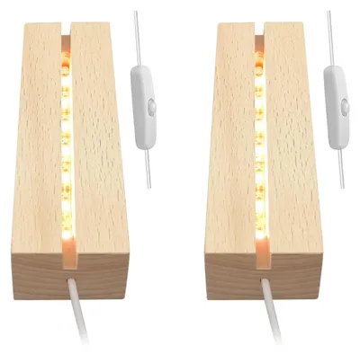 LED-Holz-Displaybasis 150x45x30 mm, warmes Licht, 2 Stück
