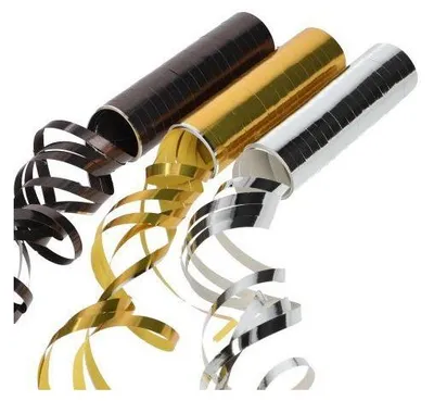 Produktbild von 36 Luftschlangen 4 m schwarz/gold/silber "Metallic"