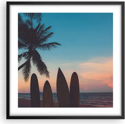 Produktbild von Gerahmtes Poster - Schwarzer Rahmen - Strand Meer Palme - 50x50 cm - Wand Bild - Wanddeko - Wandbilder - Kunstposter - Wandposter - Bilderrahmen - Bilder - Kunstdruck - Wandbild - P2BAC50x50-4080