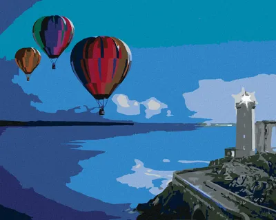 Produktbild von Zuty - Malen nach Zahlen - HEISSLUFTBALLONS AN EINEM LEUCHTTURM, 40x50 cm, mit Keilrahmen (bereits gespannt)
