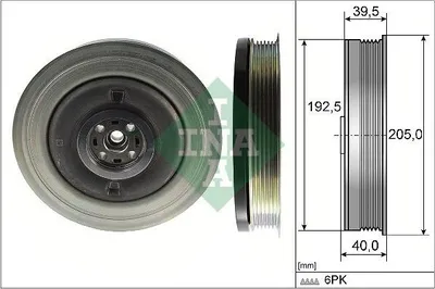 Produktbild von INA 544 0503 10 Riemenscheibe Kurbelwelle für VOLVO XC60 (156) 205mm
