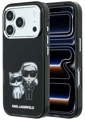 Productafbeelding van Karl Lagerfeld Glatt Karl & Choupette lichaamsschets, MagSafe, Apple iPhone 18 Pro Max / 17 Pro Max, zwart