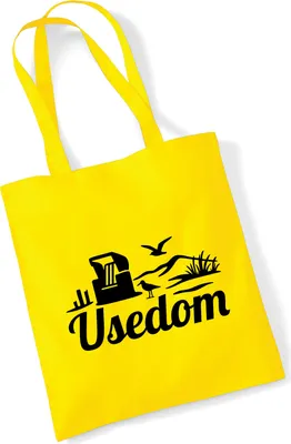 Produktbild von Huuraa Jutebeutel Usedom Strandmotiv 10 Liter Yellow Baumwolle Tasche Geschenkidee