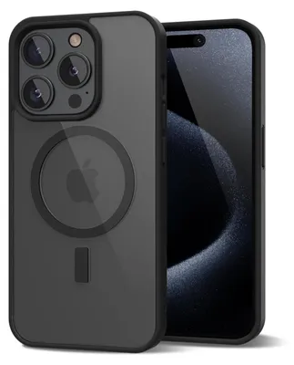 Obrázek produktu pro Magnetický kryt pro iPhone 15 Pro, kompatibilní s MagSafe, průhledné nárazuvzdorné pouzdro, ochranný zadní kryt Černá