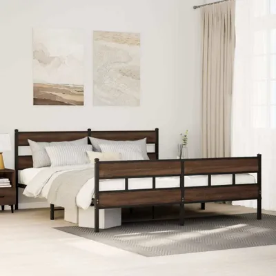Immagine prodotto di Maison Exclusive - Letto in metallo senza materasso, effetto rovere marrone, 183x213 cm