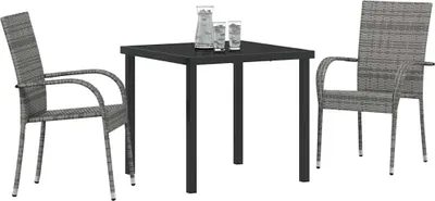 Immagine prodotto di vidaXL Set da giardino per esterni, 3 pezzi, grigio, acciaio verniciato a polvere
