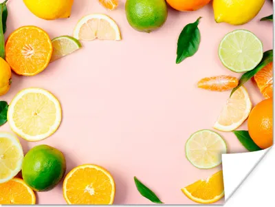 Produktbild von MuchoWow® Poster Obst - Zitrusfrüchte - Pastell 120x90 cm - Wandbild