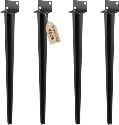 Obrázok produktu pre JOIEYOU 4x zemná zásuvka v tvare L Zemná zásuvka so 70 cm dlhou špicatou oporou stĺpika v tvare L na zatĺkanie zemných kotiev Zemné zásuvky pre drevené stĺpiky, čierna farba