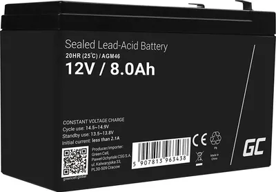 Produktbild von Green Cell® AGM 12V 8Ah Akku VRLA Blei-Batterie Bleiakku Ersatzakku Gelakku Akkubatterie Zyklenfest Unbemannt Spielzeug | Elektro Spielzeug| Alarm | Notstrom | Kinderfahrzeuge| Kinder-Quad