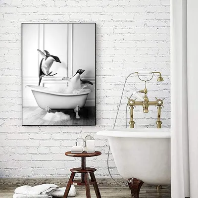 Produktbild von Leinwandbild Schottisches Hochlandrind in Badewanne Schwarz Weiß 70x100cm Rahmenlos