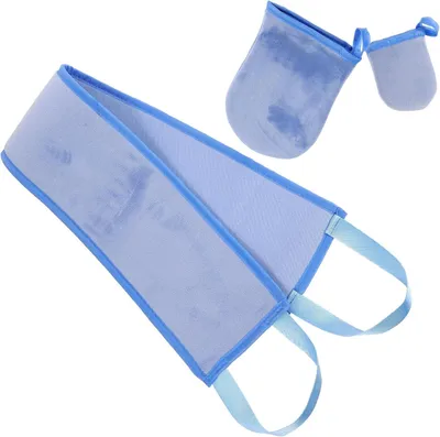 Produktbild von 3-teiliges Selbstbräunungsset für den Damenrücken: Handschuh + fingerlose Handschuhe + blauer Samt-Fingerling
