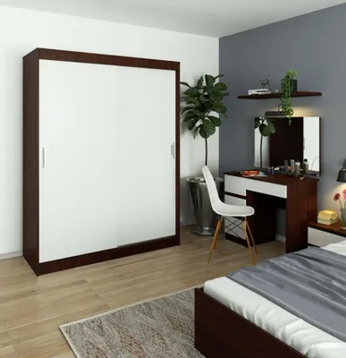 Obrázek produktu pro Prostorná šatní skříň 150 cm VALESTRA - wenge / bílá
