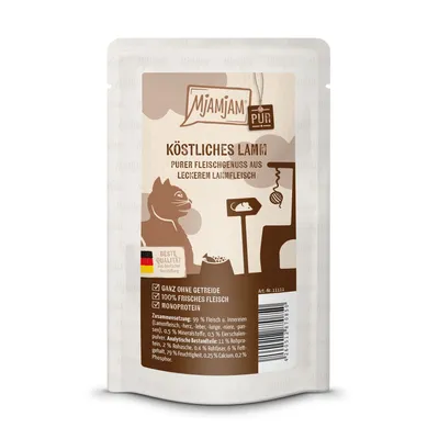 Produktbild von MjAMjAM Quetschie Purer Fleischgenuss - Lamm pur, Adult, jede Rasse, Lamm, 125 g, Getreidefrei