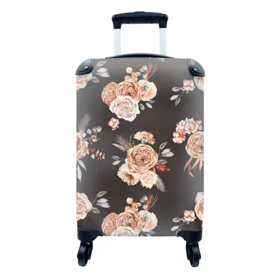 Produktbild von MuchoWow® Koffer Handgepäck Trolley Rollkoffer Kleine Reisekoffer mit 4 Rollen - Muster - Rosen - Schwarz - Cabin Size < 55x40x23 cm & 55x40x20 cm - Fotokoffer - Kabinenkoffer - Boardgepäck - Reise-Box - Reisekoffer - Reisegepäck - Koffer mit Bild - Trolley für Kinder