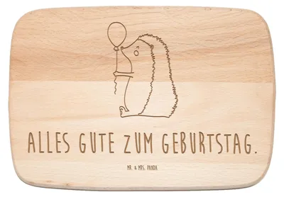 Produktbild von Mr. & Mrs. Panda Holz Frühstücksbrettchen Igel Luftballon - Transparent - Geschenk, Lustige Sprüche, Schneidebrett, schneidbrett, Glückwunsch, Herzlichen, Geburtstag