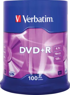 Immagine prodotto di DVD+R Verbatim 4,7GB 100pz Pack 16x Spindle azo silver retail