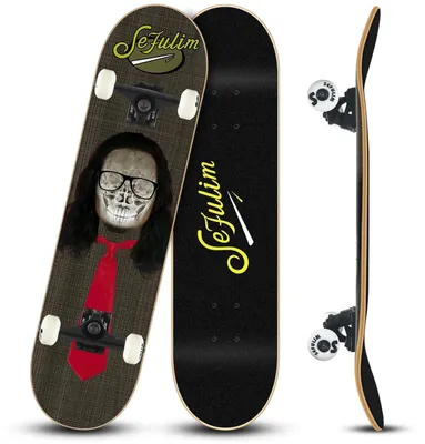 Produktbild von Komplettes Skateboard 31x8 Zoll 7-lagiges kanadisches Ahorn Double Kick Deck Concave Cruiser Trick Skateboard für Anfänger