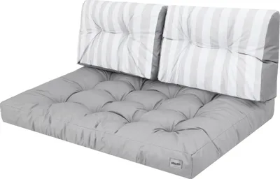 Immagine prodotto di Set di cuscini Pallet 120 cm - verde a righe - 2 pezzi (120x82 & 120x40 cm), spessore 12 cm, resistente alle intemperie | Pillowprim