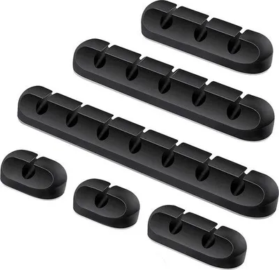 Produktbild von Silikonkabelhalter Set aus 6 - Selbstklebend für Desktop-Kabelmanagement