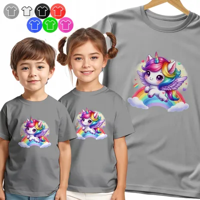 Produktbild von Kinder T-Shirt - Einhorn TĘCZA UŚMIECH für Mädchen - M
