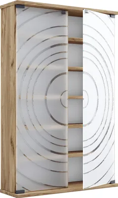 Produktbild von TilanoL Vitrinenschrank CD, DVD 6 Ablagen 2 Türen Eiche Nachbildung.