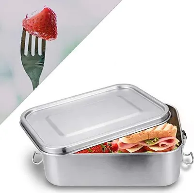 Immagine prodotto di Jopassy lunch box in acciaio inox 800ml, lunch box a prova di perdite, bento box stretto in metallo 16×11,5×6cm, capacità con scomparti per escursioni viaggi/lavoro/scuola bambini e adulti..