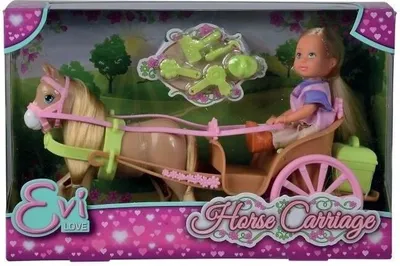 Zdjęcie produktu dla Kareta z Koniem dla Lalki Steffi Love Evi, 12 cm, Z Akcesoriami, SILVERTORN