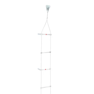 Imagen del producto de Guía de rescate, 15 metros de longitud, capacidad de carga de 200 kg, peso neto de 6,8 kg, construcción de acero y aluminio, distancia entre plataformas de 40 cm