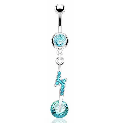 Produktbild von Taffstyle Bauchnabelpiercing Bauchnabelpiercing Stecker Kristall Biltz Anhänger, Aqua