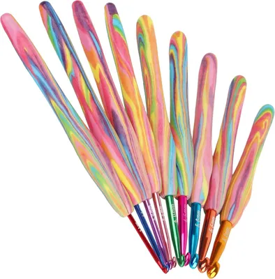 Obrázok produktu pre Sada háčkovacích háčikov, 9-dielna, hliníková, s ergonomickými rúčkami, rôznych veľkostí, vhodná na pletenie a háčkovanie
