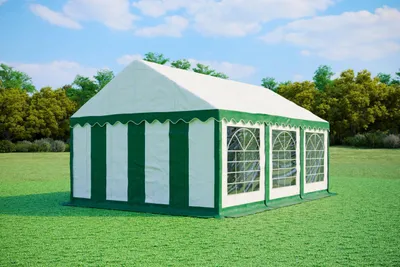Obrázek produktu pro Párty stan 4x6m PVC Standard 500 g/m² - Zeleno-bílá