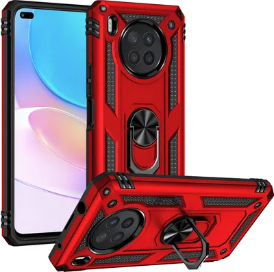 Produktbild von Honor 50 Lite Hülle, Dual Layer Robust Militäre Schutzhülle mit Ringhalterung Ständer für Honor 50 Lite Rot